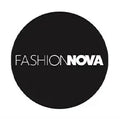 Black circle with FASHION NOVA text inside, where FASHION is in white and thin, and NOVA is bold.