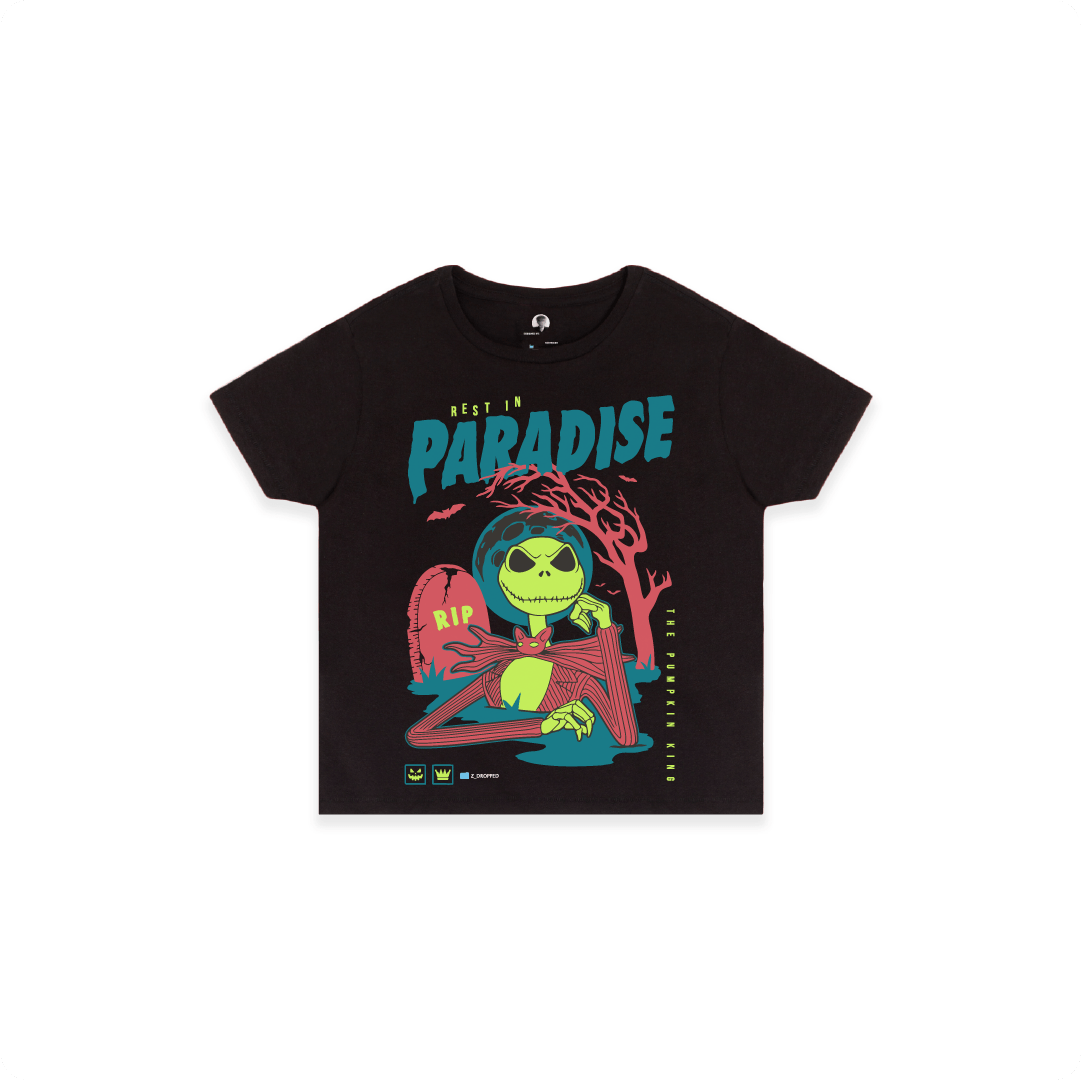 Z_DROPPED - Womens - Black - Jack - O - Lantern King High Waisted Tee. - By: Zed Ropped