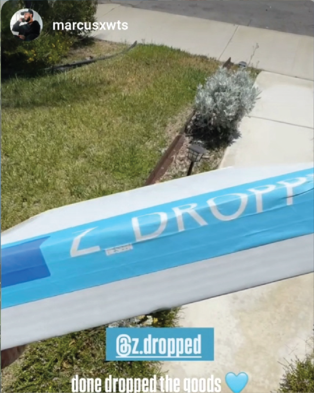 screenshot of marcusxwts winning a zdropped package