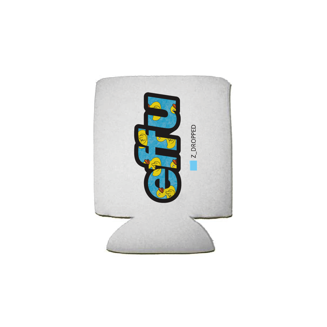 White can cooler with colorful text design on a white background