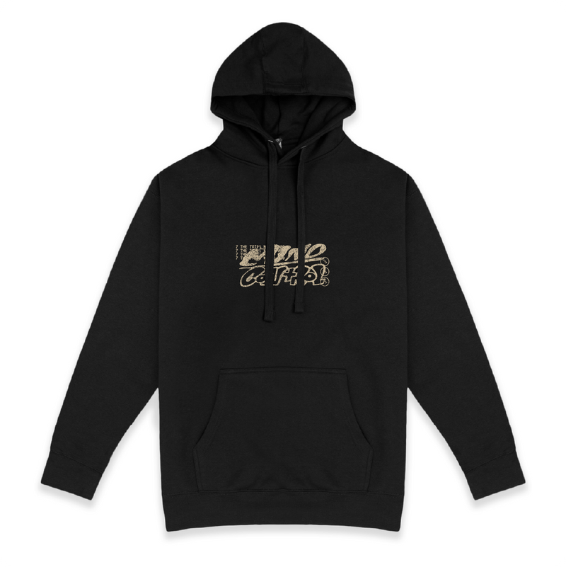 Front view of a unisex Black hoodie with green 'Mind Control' text on a white background