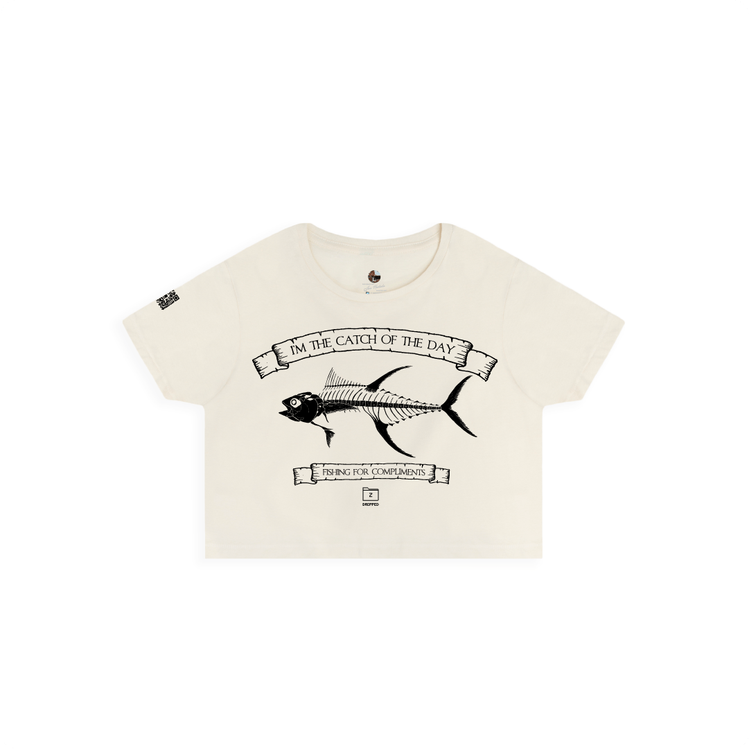 Z_DROPPED - Womens - Beige - Tuna Bones Crop Top. - By: Jose Hurtado