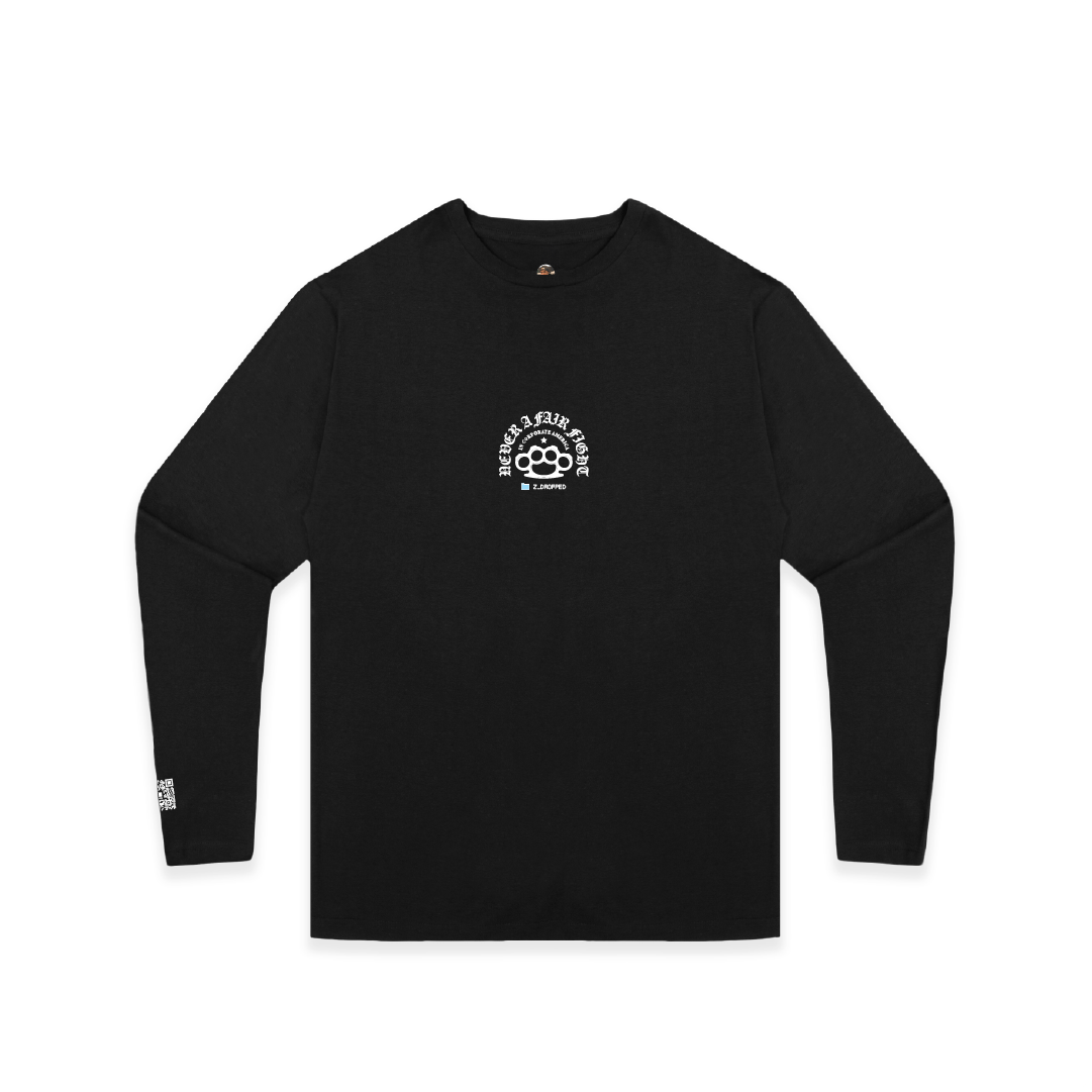 Z_DROPPED - Mens, Unisex - Black - Fair Fight Long Sleeve. - By: Chi Hom
