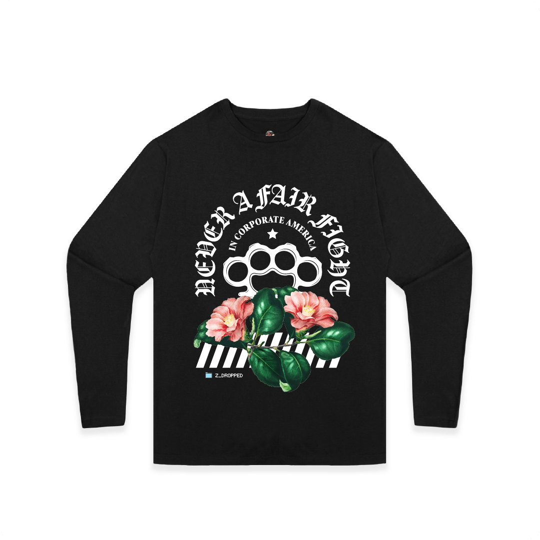 Z_DROPPED - Mens, Unisex - Black - Fair Fight Long Sleeve. - By: Chi Hom