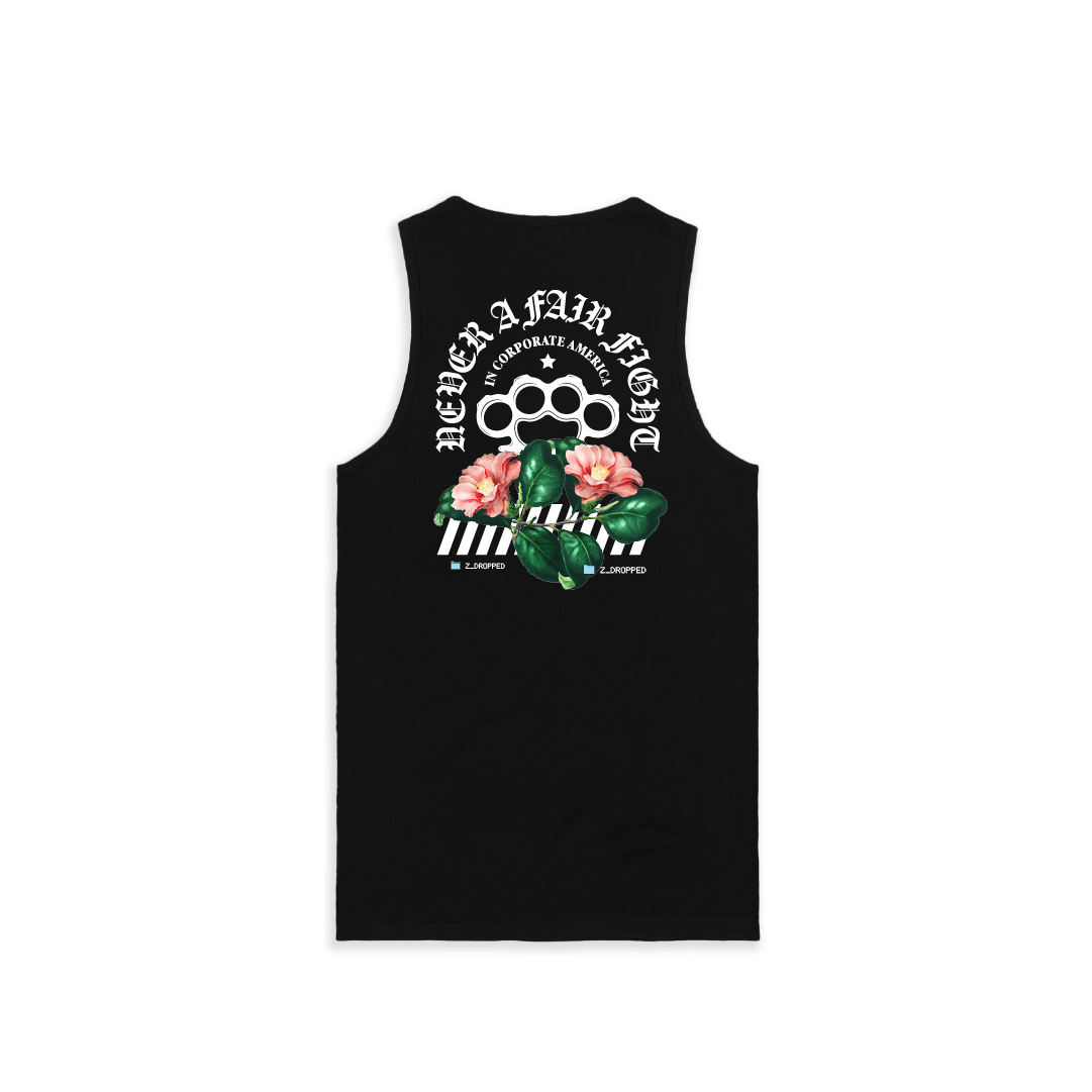 Z_DROPPED - Mens, Unisex - Black - Fair Fight Tank Top. - By: Chi Hom