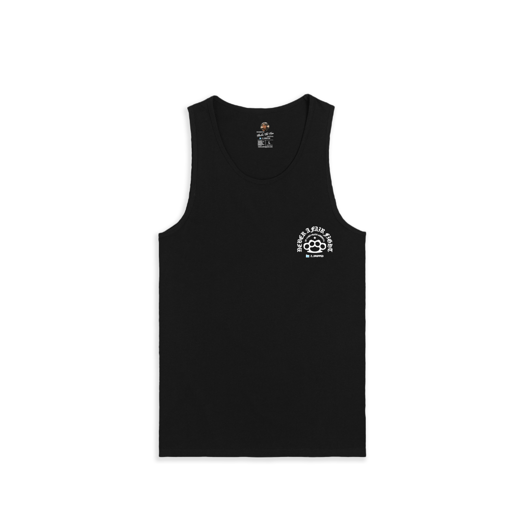 Z_DROPPED - Mens, Unisex - Black - Fair Fight Tank Top. - By: Chi Hom