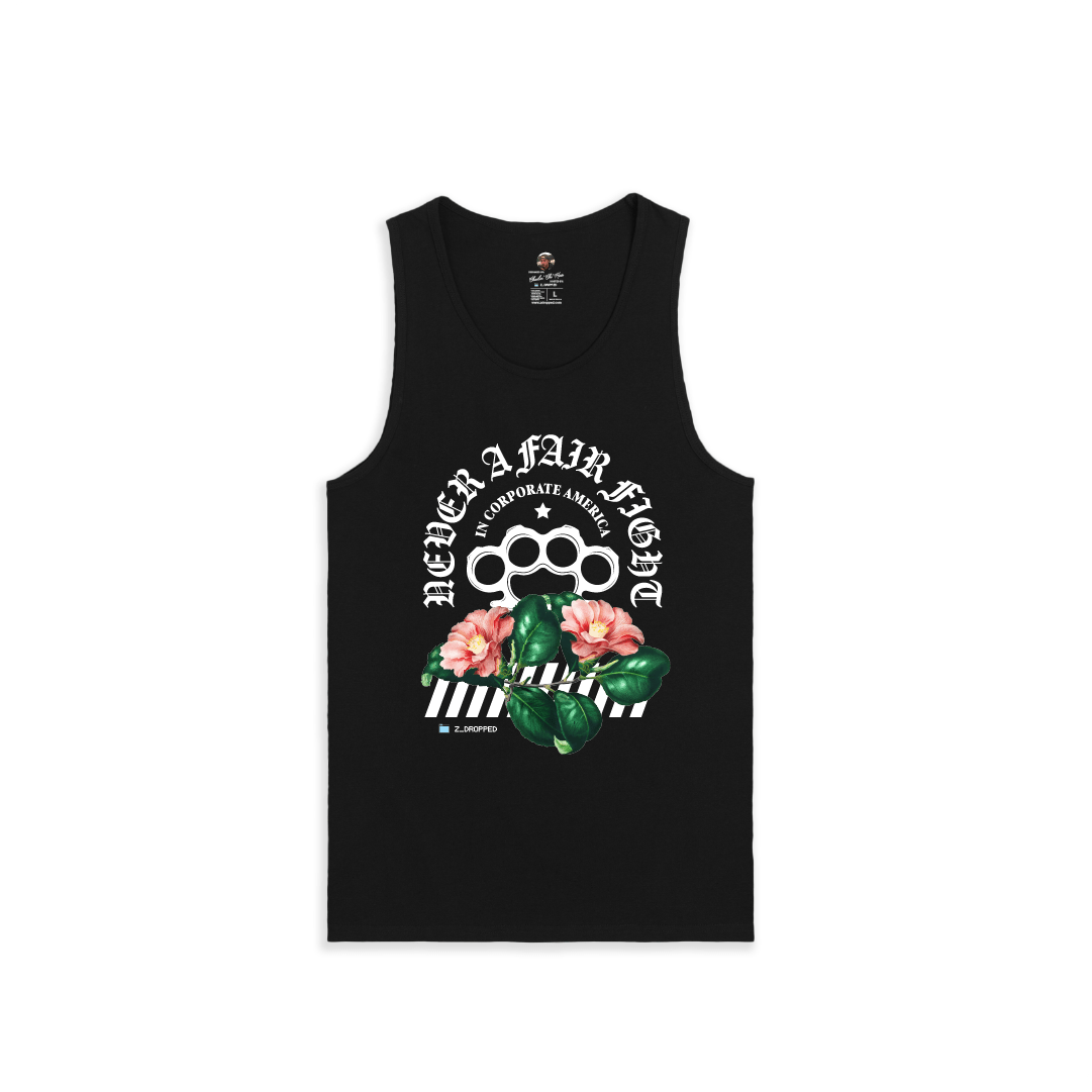 Z_DROPPED - Mens, Unisex - Black - Fair Fight Tank Top. - By: Chi Hom