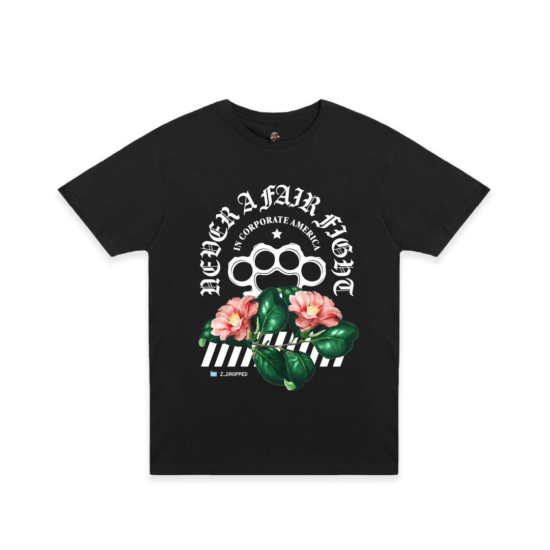 Z_DROPPED - Mens, Unisex - Black - Fair Fight Tee. - By: Chi Hom
