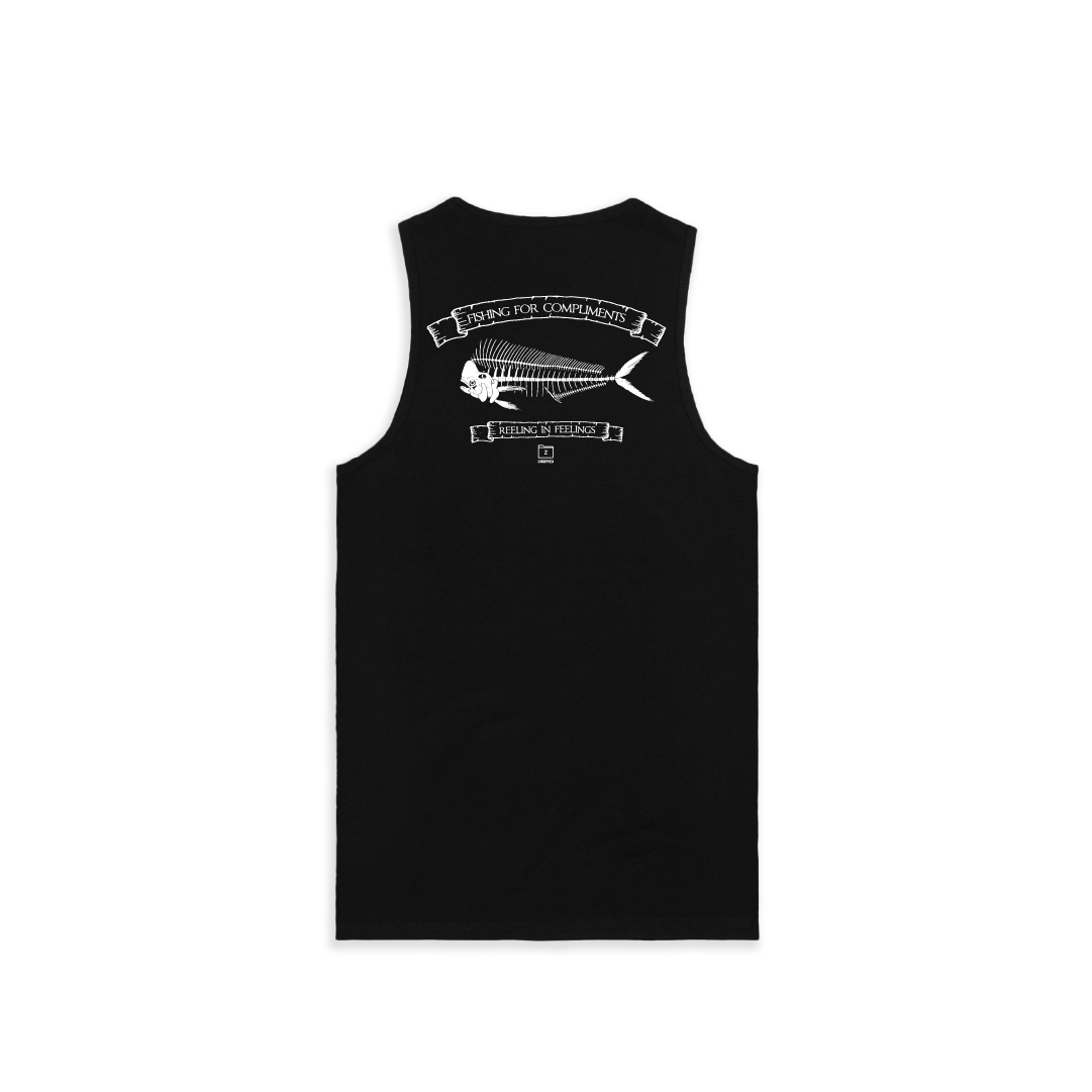 Z_DROPPED - Mens, Unisex - Black - Mahi Bones Tank Top. - By: Jose Hurtado