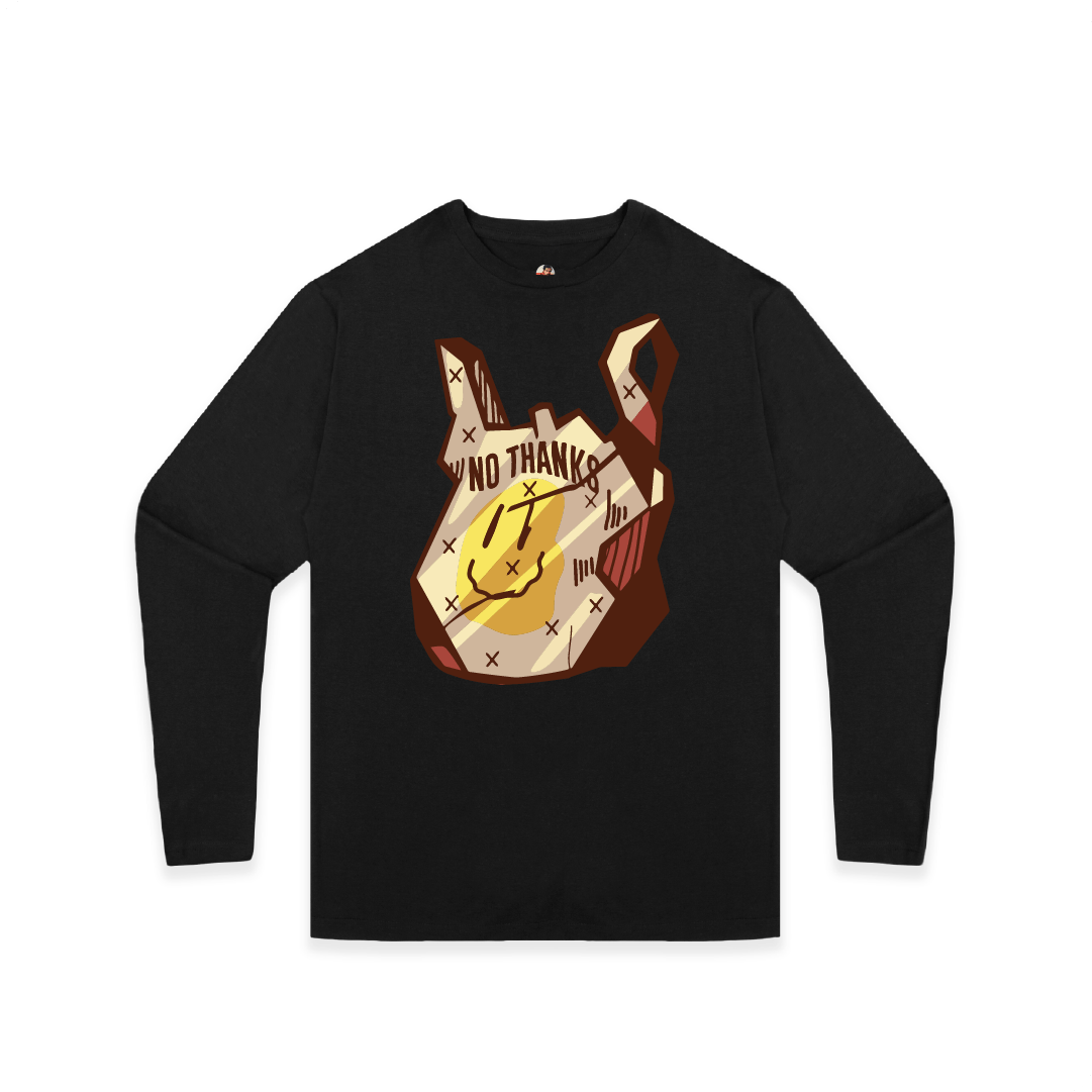 Z_DROPPED - Mens, Unisex - Black - No Thanks Long Sleeve. - By: Fredy Santiago