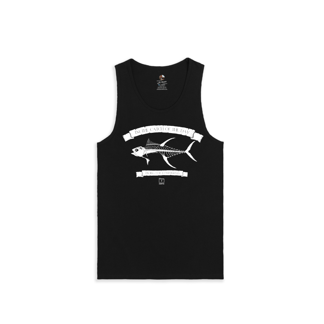 Z_DROPPED - Mens, Unisex - Black - Tuna Bones Tank Top. - By: Jose Hurtado