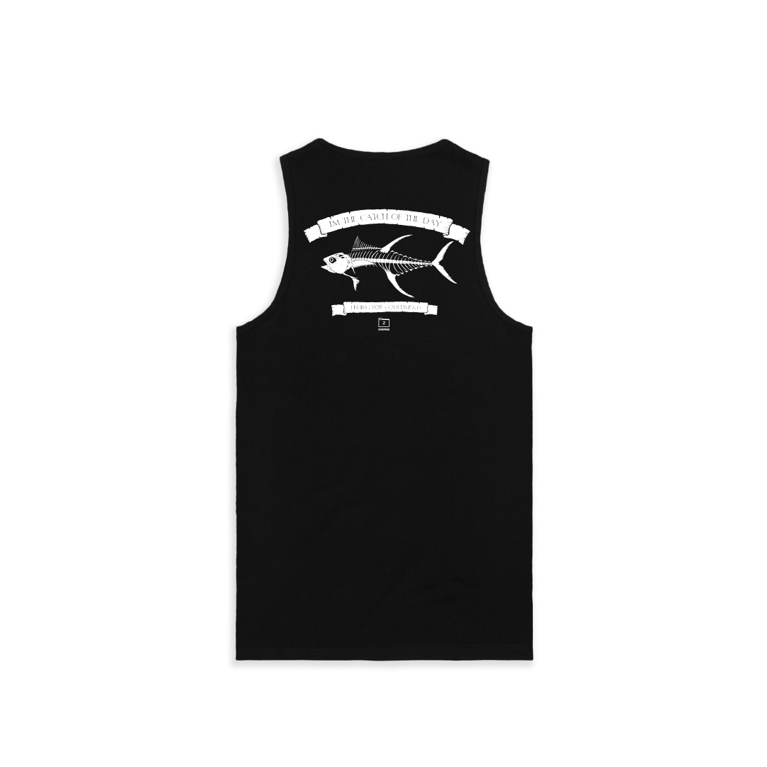 Z_DROPPED - Mens, Unisex - Black - Tuna Bones Tank Top. - By: Jose Hurtado