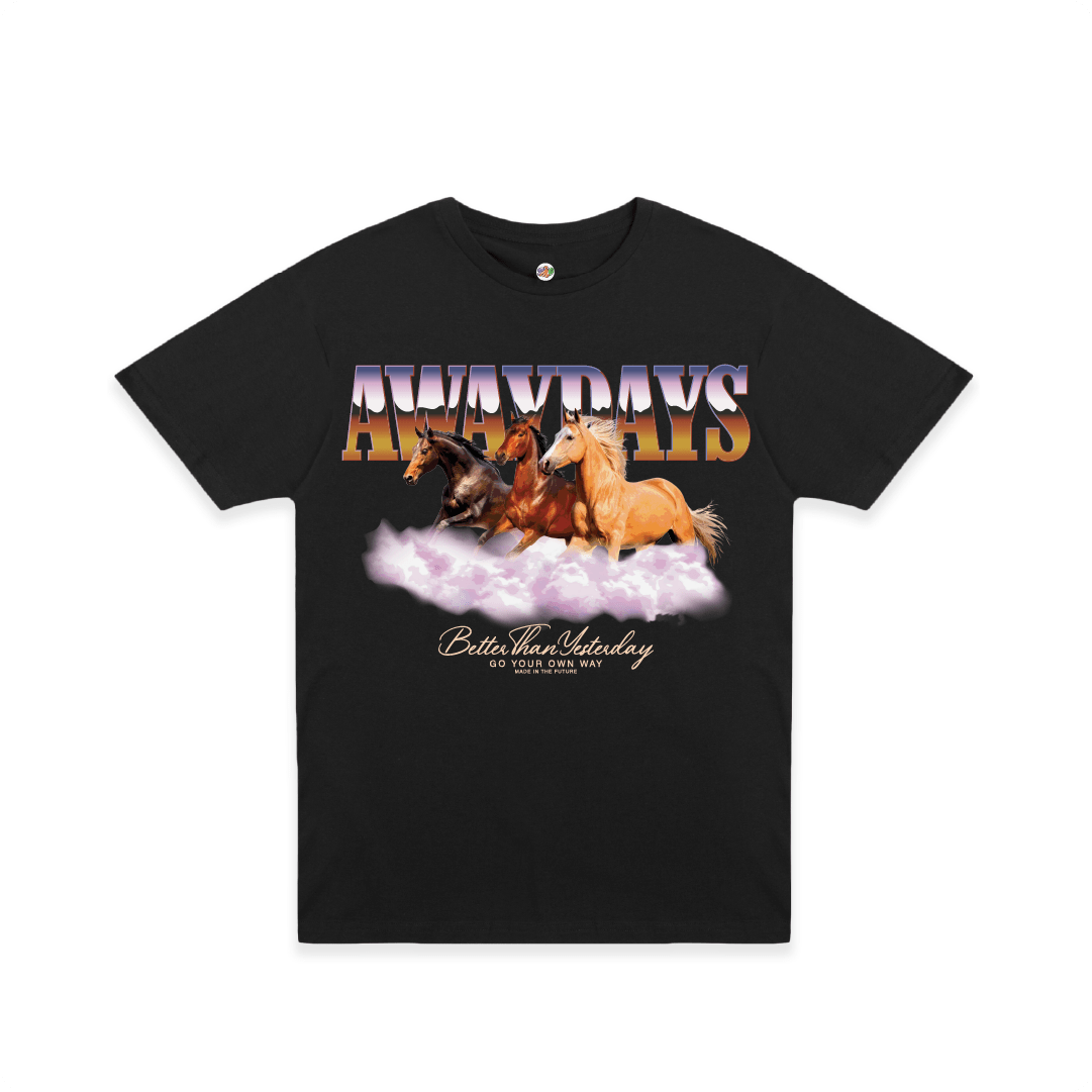 Z_DROPPED - Mens, Unisex, Women - Black - Away Days Tee. - By: Mark Dayap