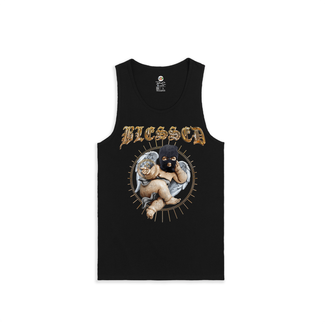 Z_DROPPED - Mens, Unisex, Women - Black - Blessed Tank Top. - By: Mark Dayap