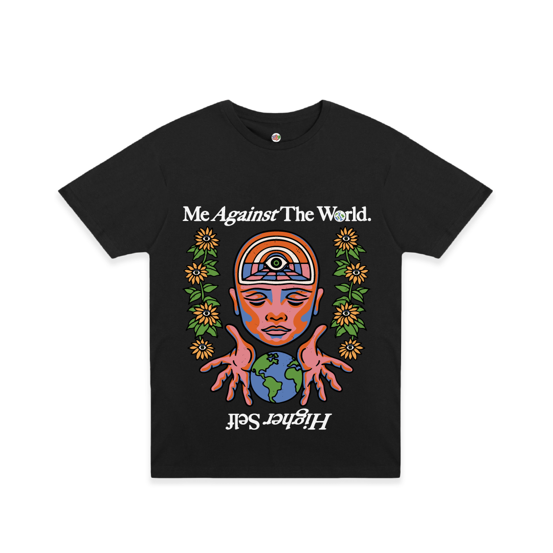 Z_DROPPED - Mens, Unisex, Women - Black - Me Against The World Tee. - By: Mark Dayap