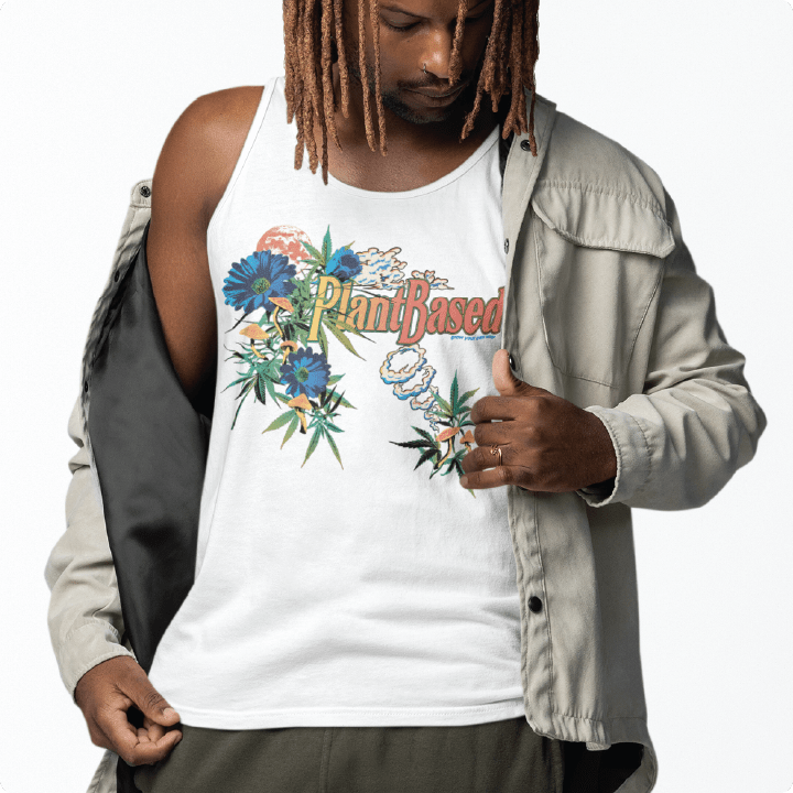 Z_DROPPED - Mens, Unisex, Women - Black - Plant Based Tank Top. - By: Mark Dayap