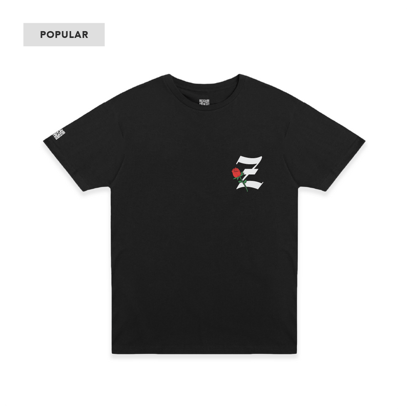 Z_DROPPED - Mens, Unisex - Black - Z_ROSE Tee. - By: Z