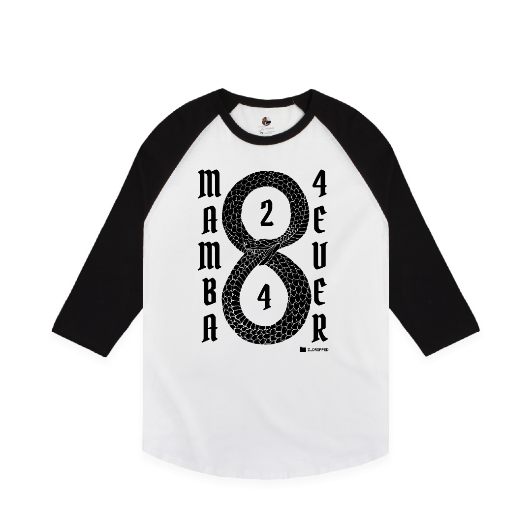 Z_DROPPED - Mens, Unisex - Black / White - Mamba 8/24 Raglan. - By: Jose Hurtado