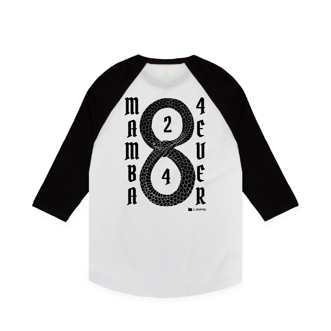 Z_DROPPED - Mens, Unisex - Black / White - Mamba 8/24 Raglan. - By: Jose Hurtado