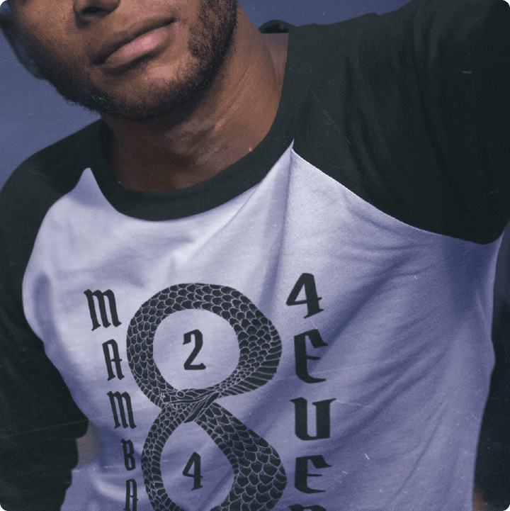 Z_DROPPED - Mens, Unisex - Black / White - Mamba 8/24 Raglan. - By: Jose Hurtado