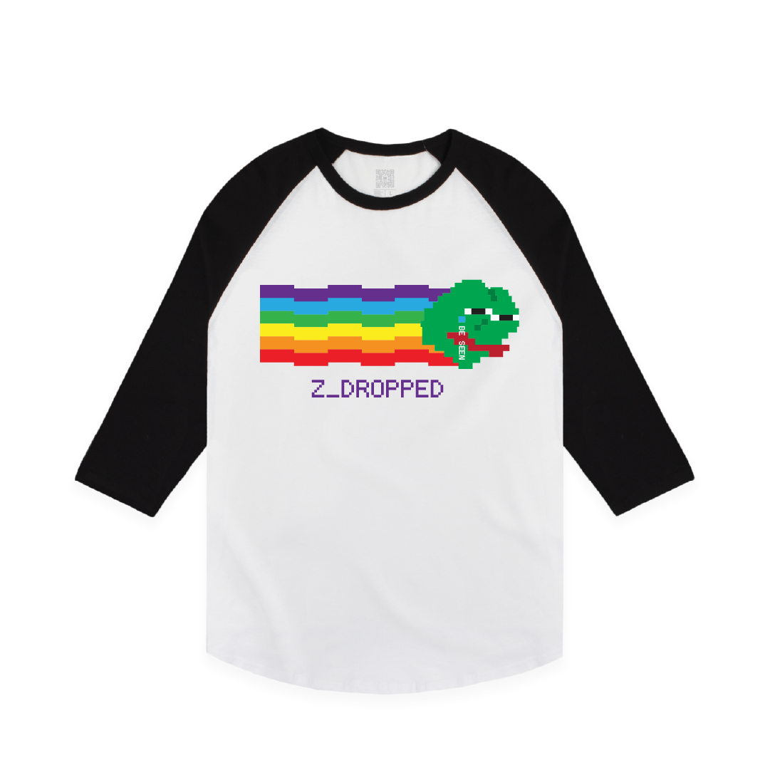 Z_DROPPED - Mens, Unisex - Black / White - Zepé Raglan. - By: Zed Ropped