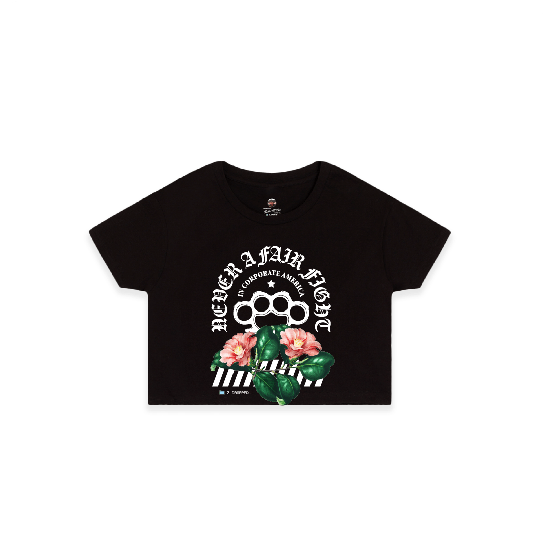 Z_DROPPED - Womens - Black - Fair Fight Crop Top. - By: Chi Hom