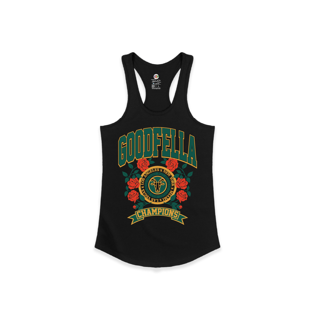 Z_DROPPED - Womens - Black - Good Fella Racer Back Tank. - By: Mark Dayap