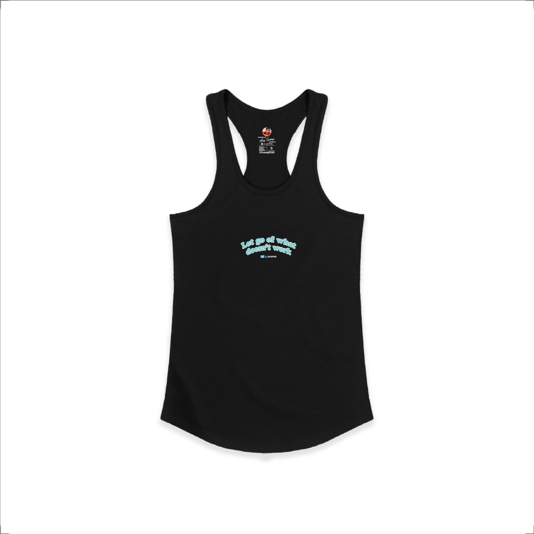 Z_DROPPED - Womens - Black - Let Go Racer Back Tank. - By: Fredy Santiago