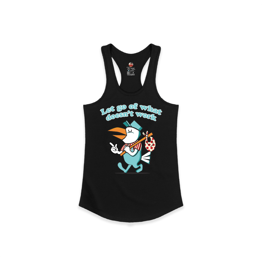 Z_DROPPED - Womens - Black - Let Go Racer Back Tank. - By: Fredy Santiago