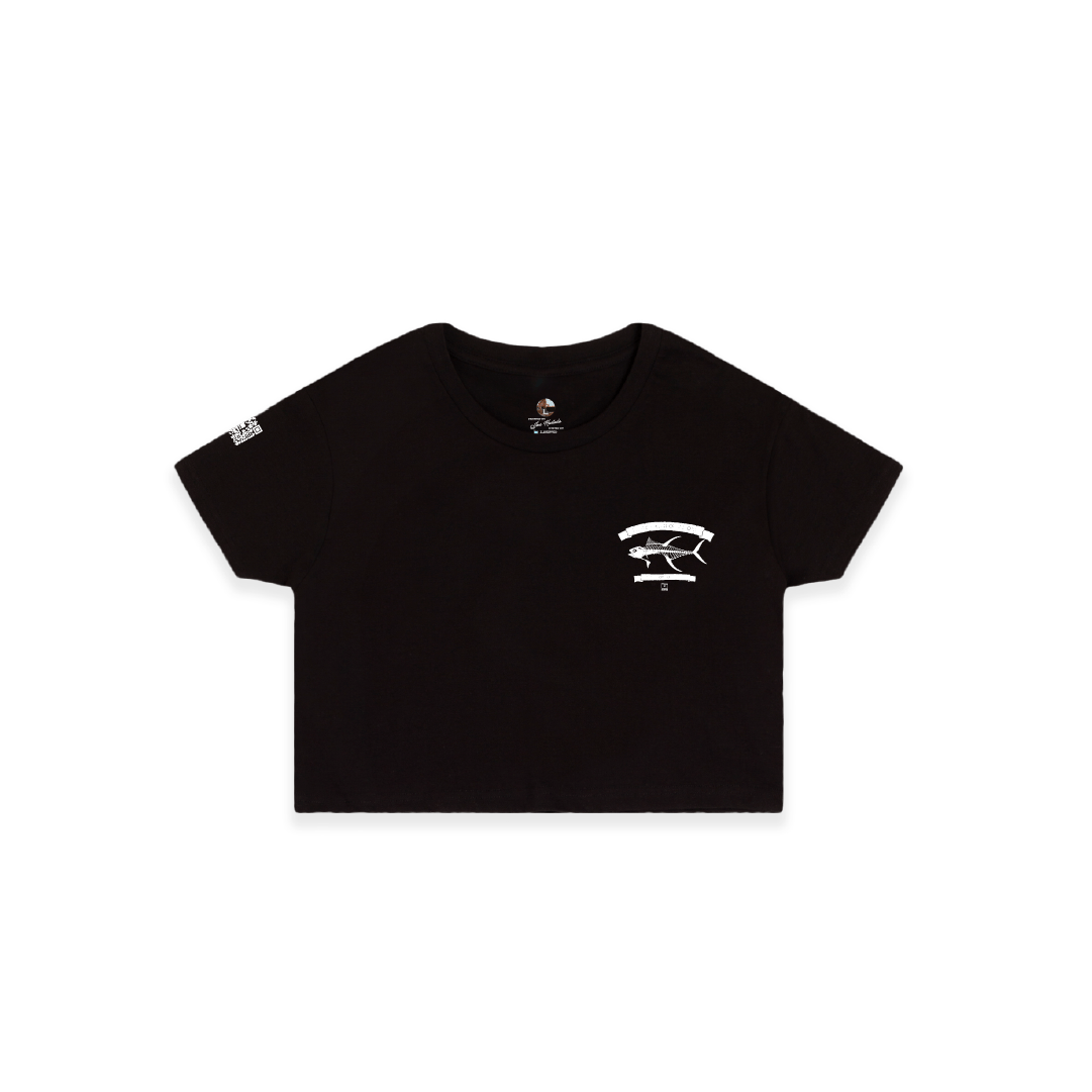 Z_DROPPED - Womens - Black - Tuna Bones Crop Top. - By: Jose Hurtado