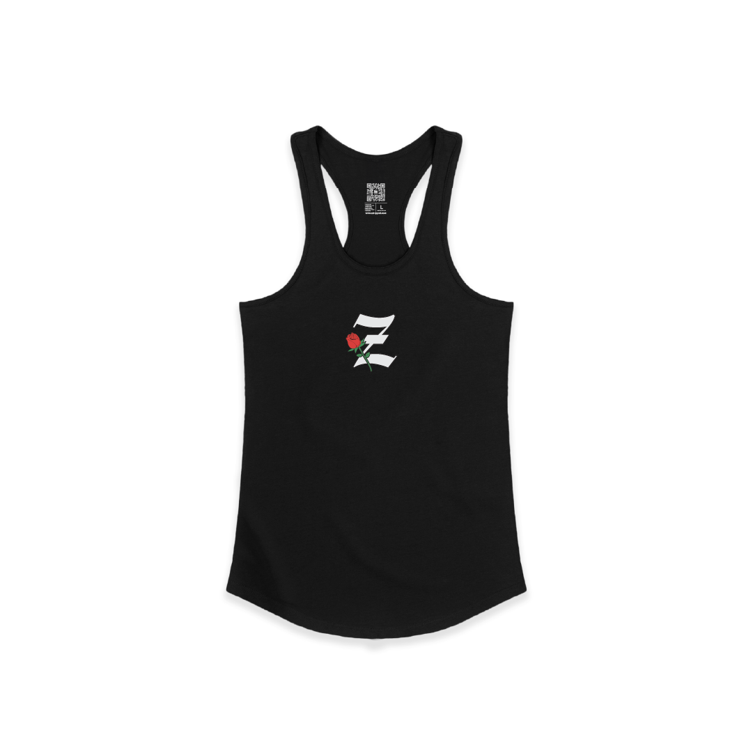 Z_DROPPED - Womens - Black - Z_ROSE Racer Back Tank. - By: Z