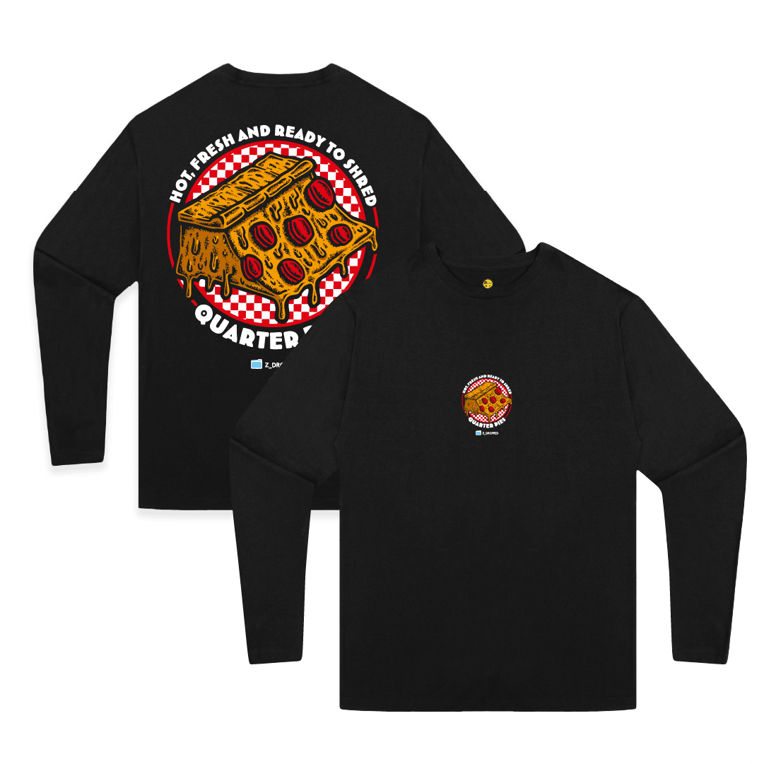 ZDROPPED - Mens, Unisex - Full Color Front / Back - Quarter Pies - Midweight Long Sleeve. - By: Ted Cocuzza
