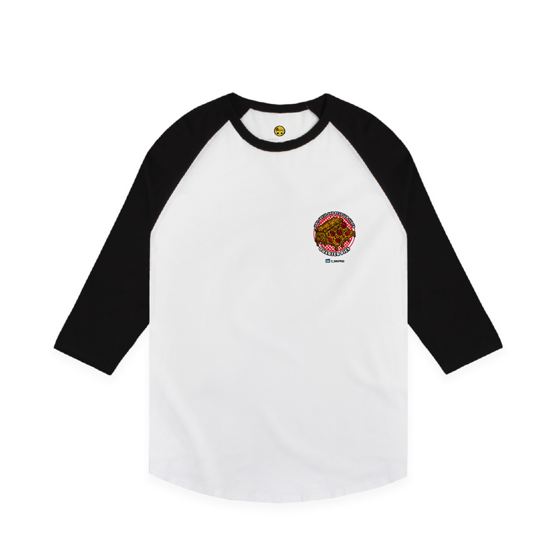 Front view of a women crop top  with a colorful illustrated pizza slice graphic and the text “Hot, Fresh and Ready to Shred – Quarter Pies” on the front on a white background. 