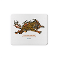 White Mouse pad with a tiger design and 'Just Start the Fire' text on a white background