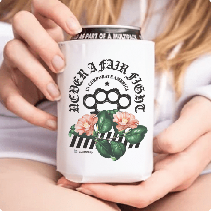 Z_DROPPED - Mens, Unisex, Women - Fair Fight Koozie. - By: Chi Hom