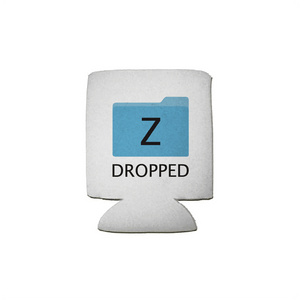 White can cooler with blue 'Z' folder icon and 'DROPPED' text on a white background