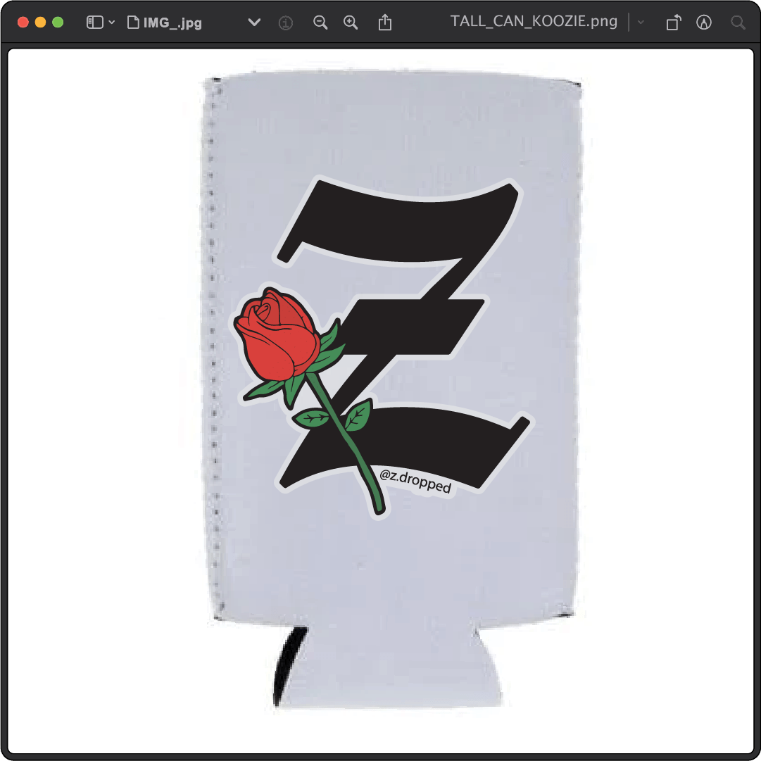 Z_DROPPED - Mens, Unisex, Women - Z_ROSE Koozie. - By: Z