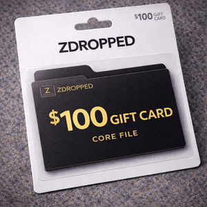 Zdropped $100 gift card packaging on a textured surface