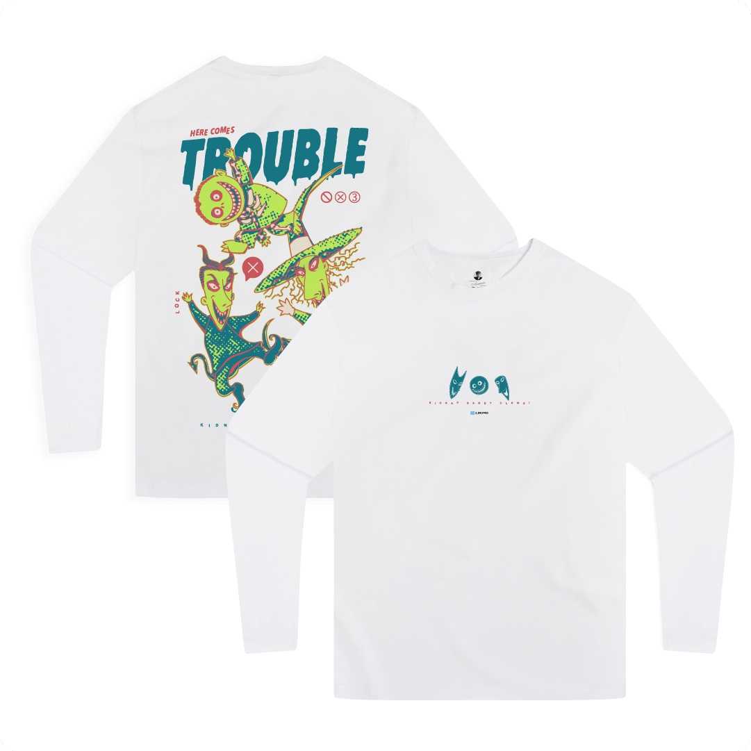 ZDROPPED-Mens, Unisex-Mens XL-Sandy Claws - Heavyweight Long Sleeve.-By: Zed Ropped