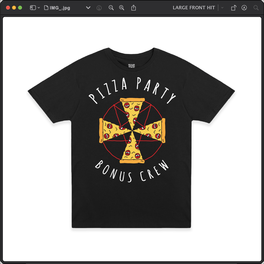 Z_DROPPED - Mens, Unisex - Black - Pizza Cult Tee. - By: Z