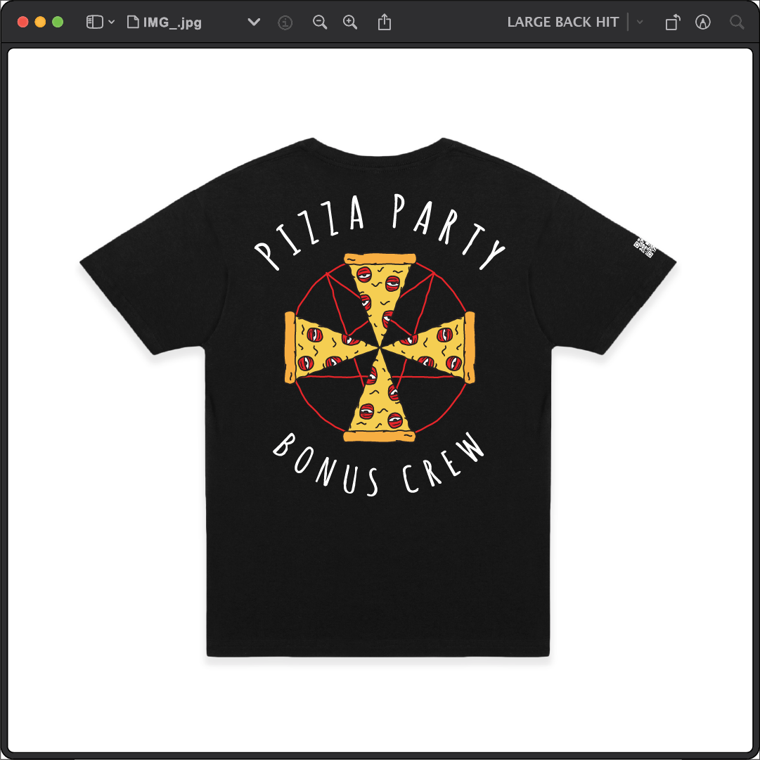 Z_DROPPED - Mens, Unisex - Black - Pizza Cult Tee. - By: Z