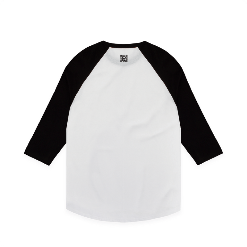 Z_DROPPED - Mens, Unisex, Women - White / Black - High Roller Raglan. - By: Zed Ropped