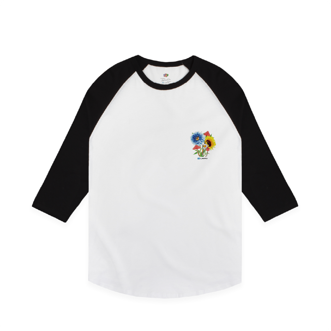 Z_DROPPED - Mens, Unisex, Women - White / Black - Magic Healing Raglan. - By: Mark Dayap