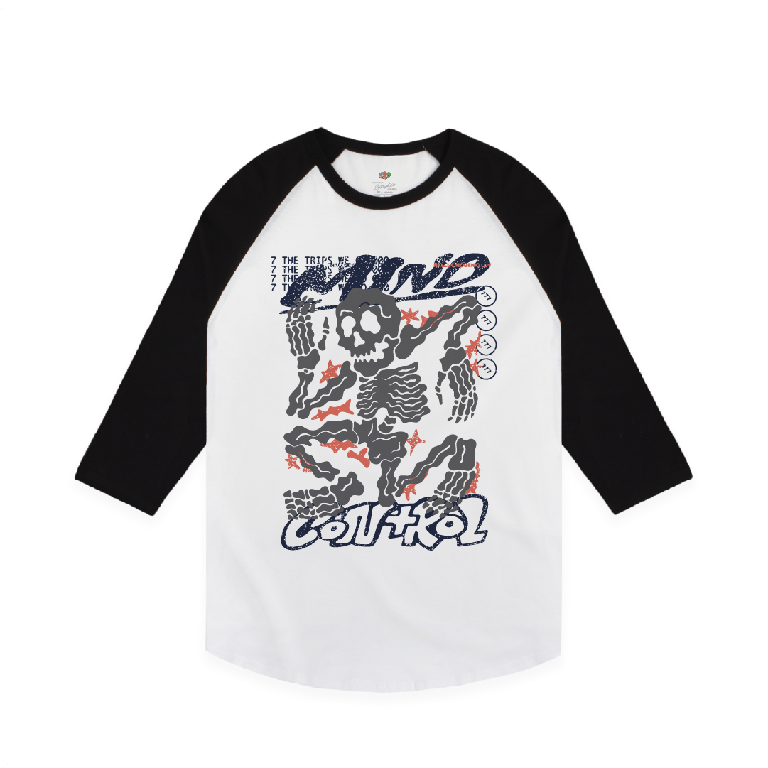 Z_DROPPED - Mens, Unisex, Women - White / Black - Trips We Go On Raglan. - By: Mark Dayap