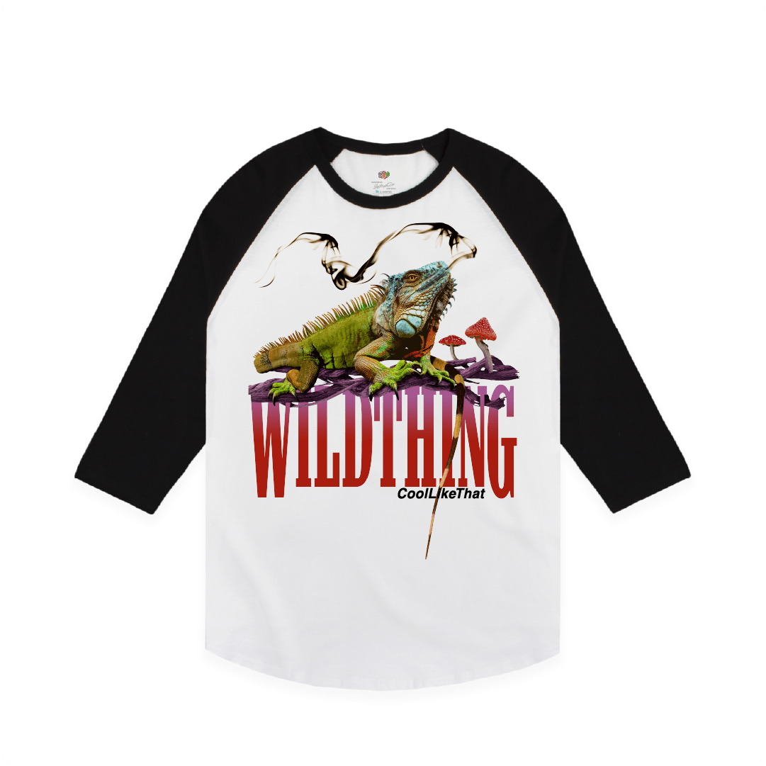 Z_DROPPED - Mens, Unisex, Women - White / Black - Wild Thing Raglan. - By: Mark Dayap