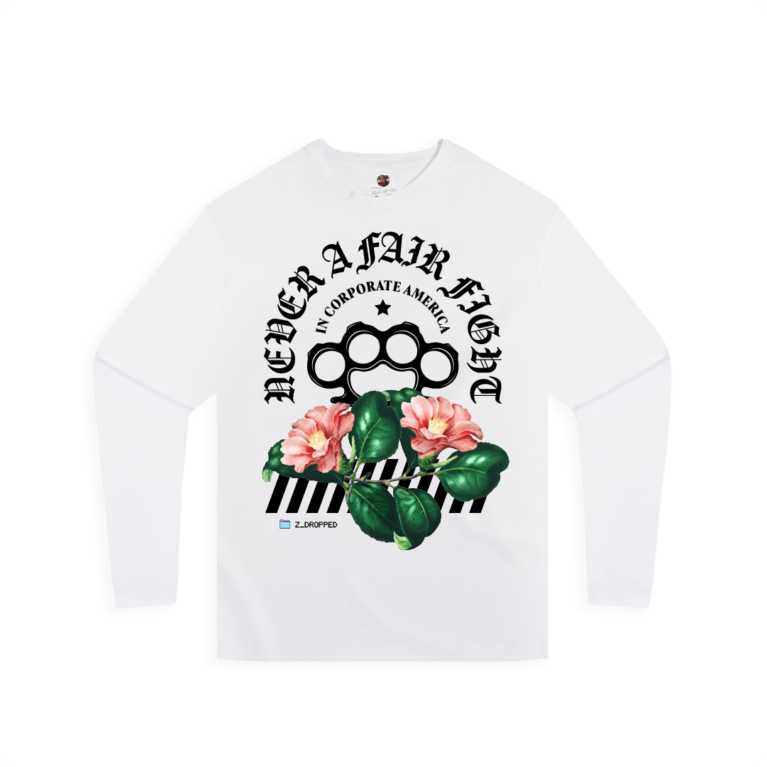 Z_DROPPED - Mens, Unisex - White - Fair Fight Long Sleeve. - By: Chi Hom