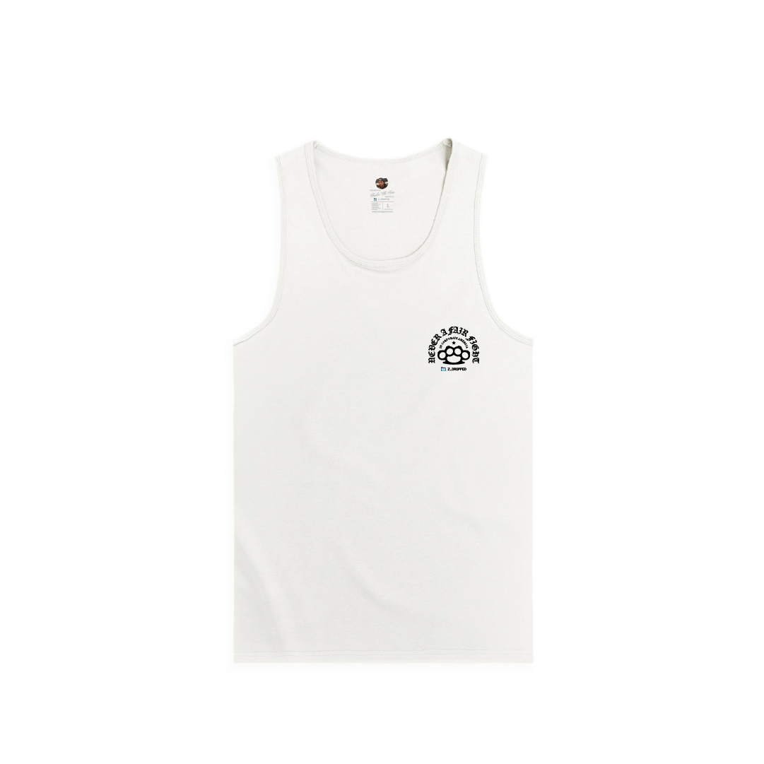 Z_DROPPED - Mens, Unisex - White - Fair Fight Tank Top. - By: Chi Hom