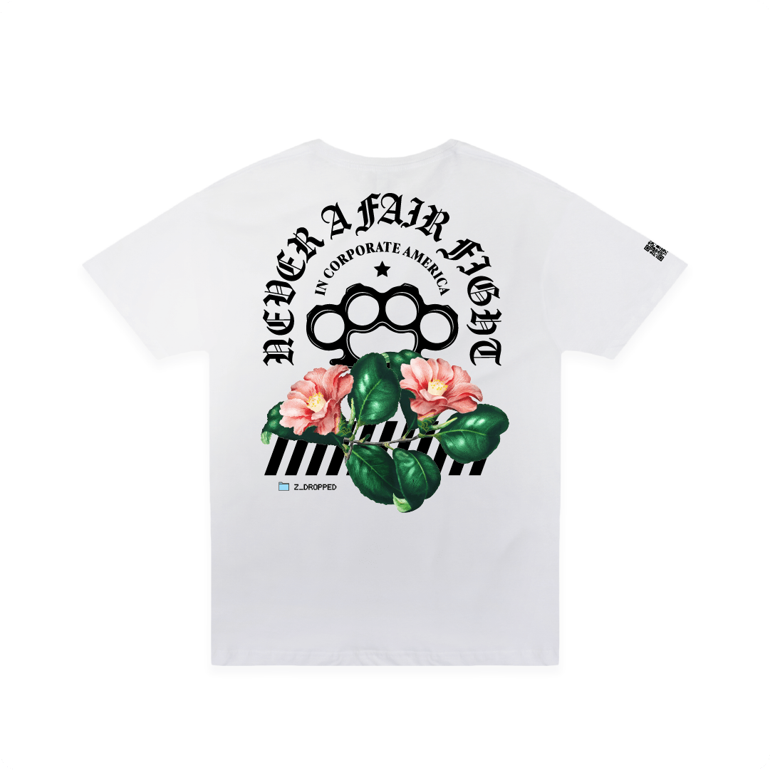Z_DROPPED - Mens, Unisex - White - Fair Fight Tee. - By: Chi Hom