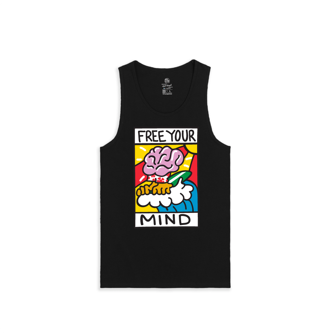 Z_DROPPED - Mens, Unisex - White - Free Your Mind Tank Top. - By: Keith Kuniyuki