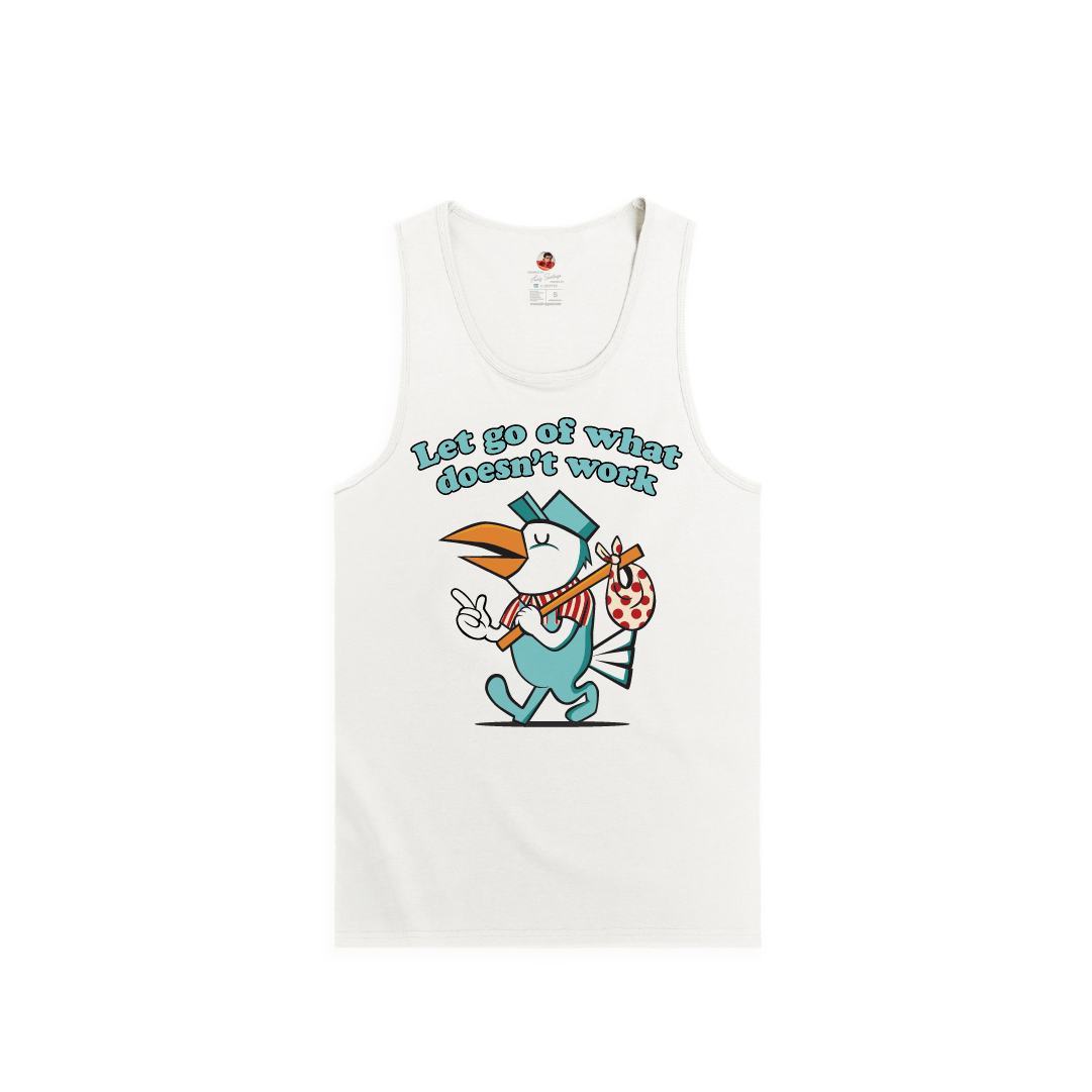 Z_DROPPED - Mens, Unisex - White - Let Go Tank Top. - By: Fredy Santiago